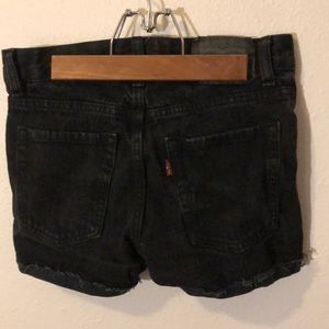 Black denim shorts